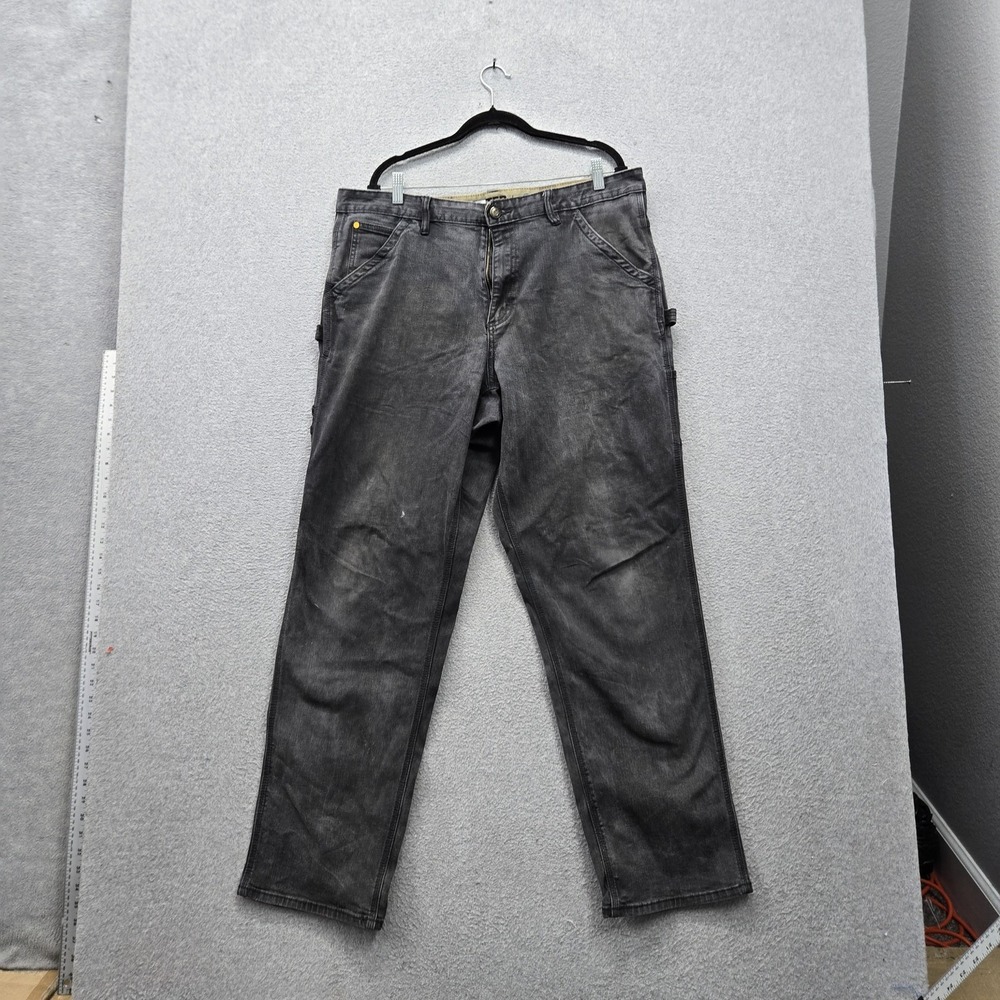 CAT Men Pants 38X34 Gray Denim Cargo Carpenter Workwear Pants Stretch